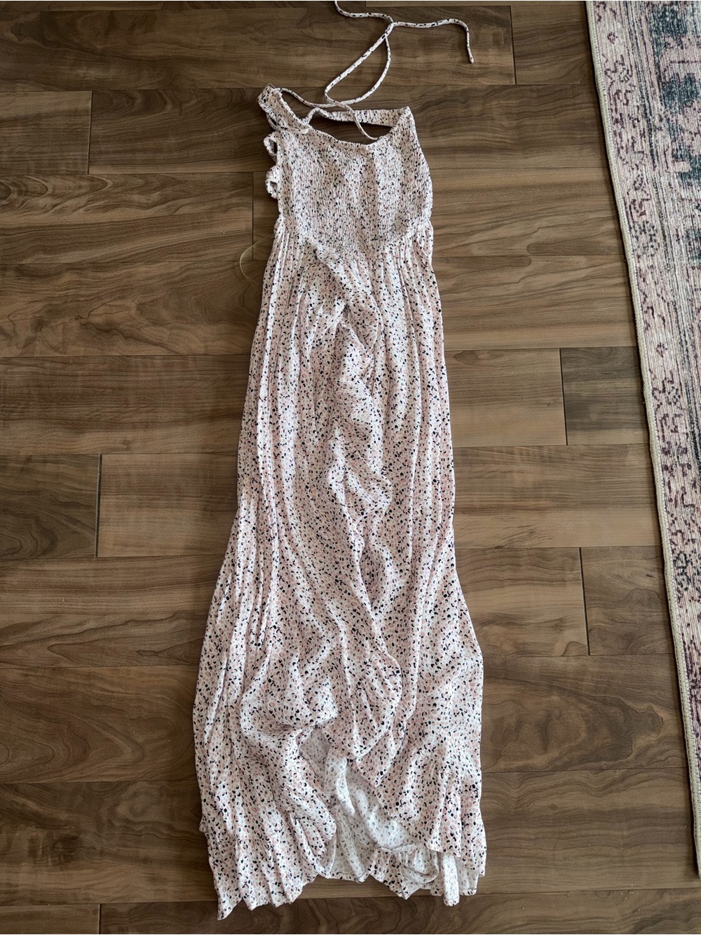 Lulu's Blush Floral Halter Maxi Dress